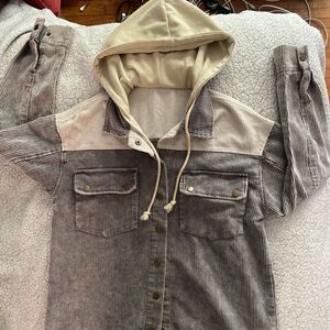corduroy, hooded button up